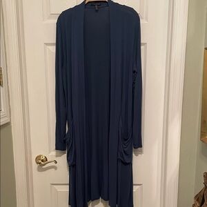 Eileen Fisher Blue Long Open-Front Drape Cardigan
